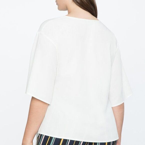 5. ELOQUII Faux Wrap Top With Buckle Cream Size 24 - Picture 2 of 7